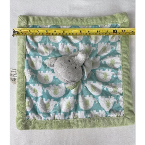 Carters Green Elephant Security Blanket Lovey With Soft Plush Elephant Print Des - Picture 7 of 8